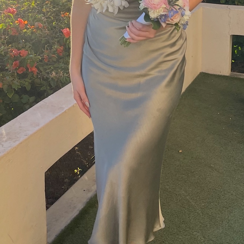 Shona Joy Asymmetrical Dress in Sage Green